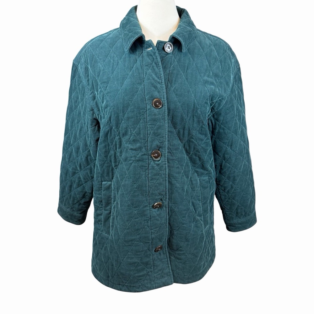 Madewell Shirt Jacket Green Belrose Quilted Corduroy Woman's Size Medium Pockets